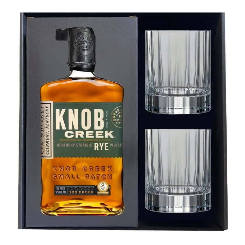 Knob Creek Rye and Crystal Whisky Glass Set Gift Box 50% 700ml