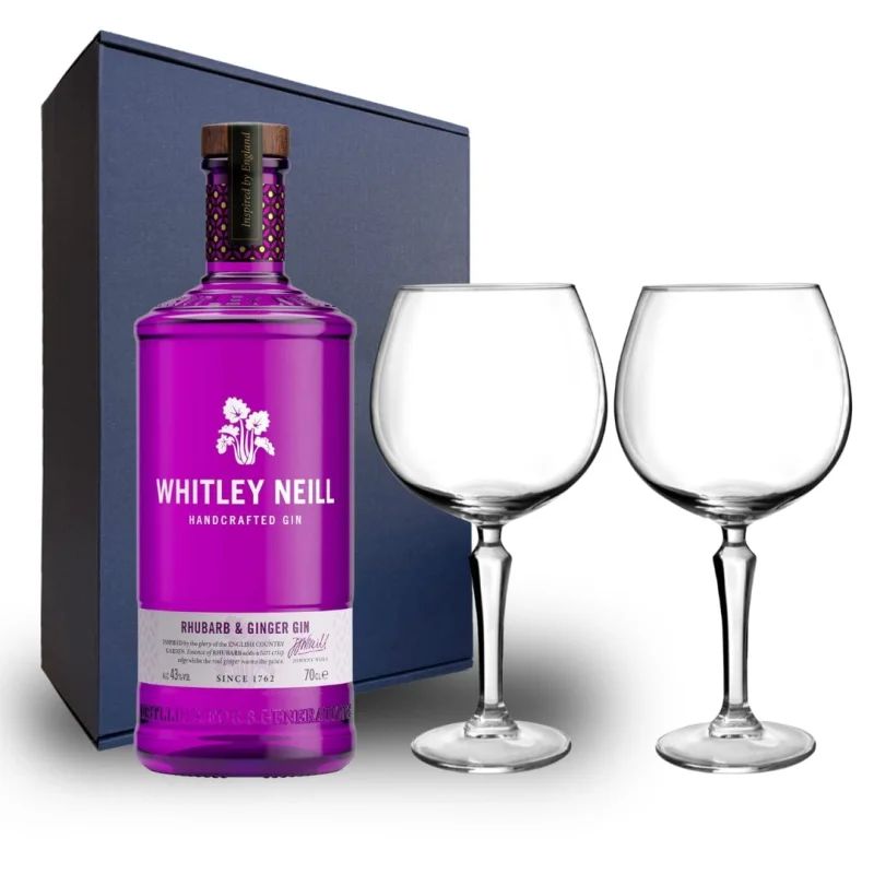 Whitley Neill Rhubarb & Ginger Hamper Pack includes 2 Personalised Speakeasy Gin Glasses