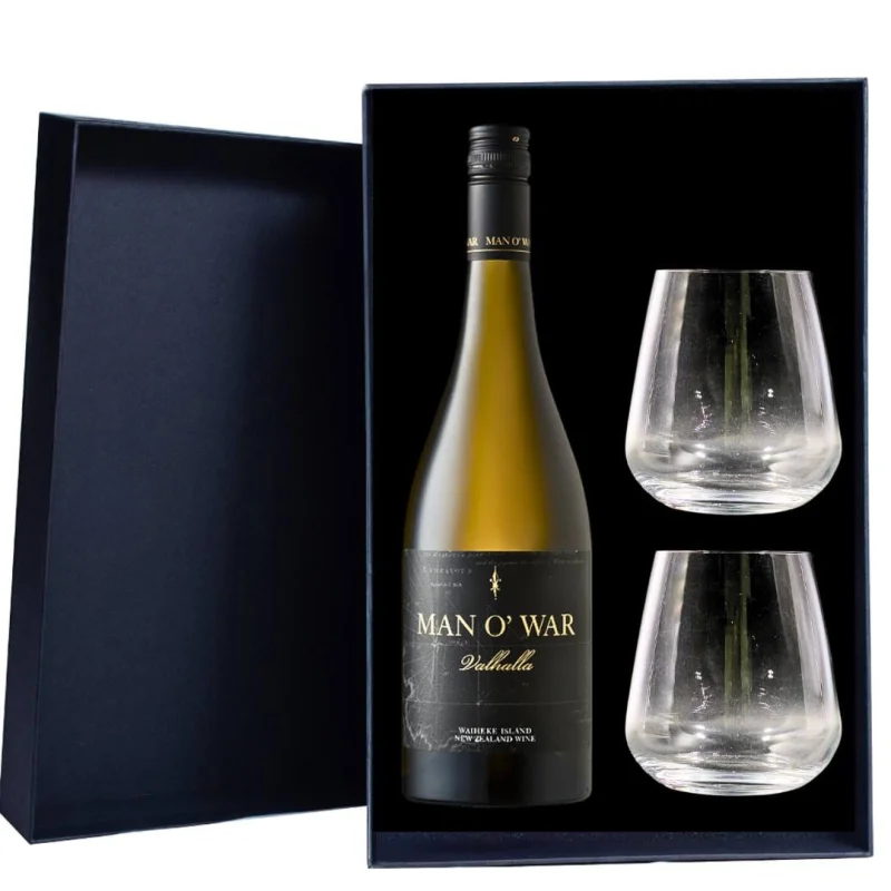 Personalised Man O’War Valhalla Chardonnay Gift Hamper includes 2 Premium Wine Glass