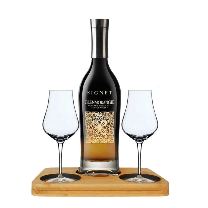 Glenmorangie Signet Whisky Tasting Gift Set includes Wooden Presentation Stand plus 2 Luigi Bormioli Spirits Tasting Glass