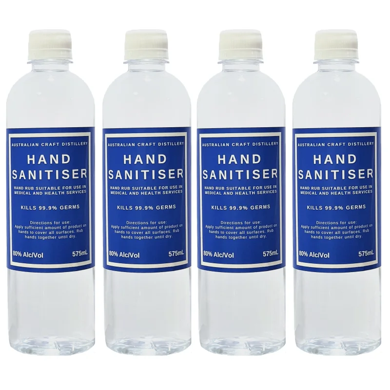Hand Sanitiser 575mL – 80% Ethanol Made by Craft Whisky Distillery – 4 Pack