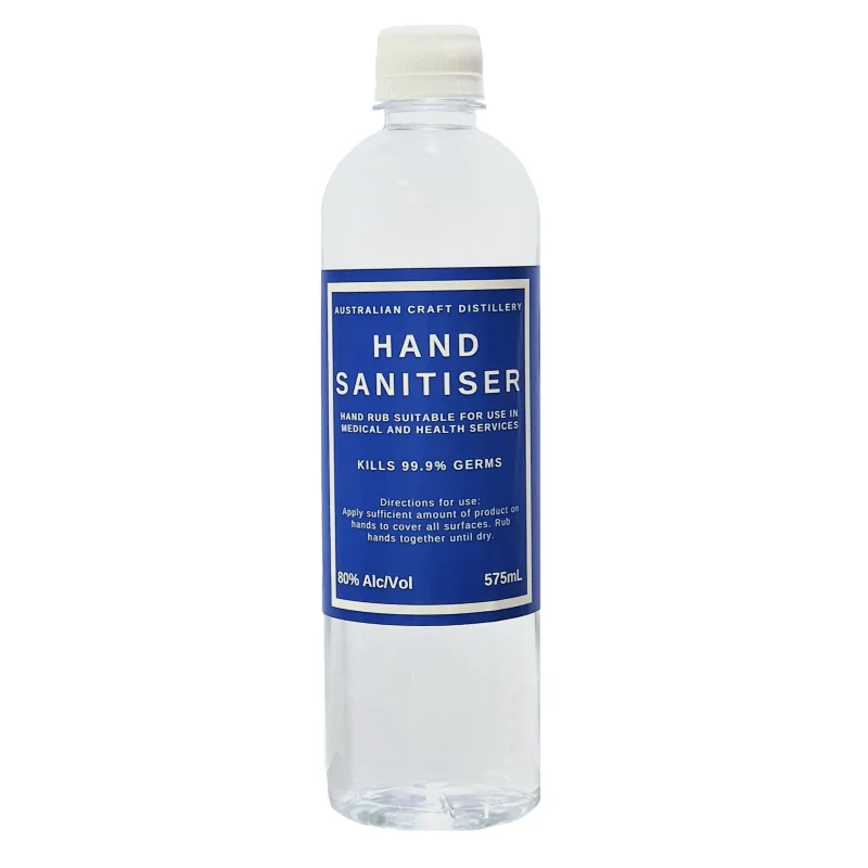Hand Sanitiser 575mL – 80% Ethanol Made by Craft Whisky Distillery