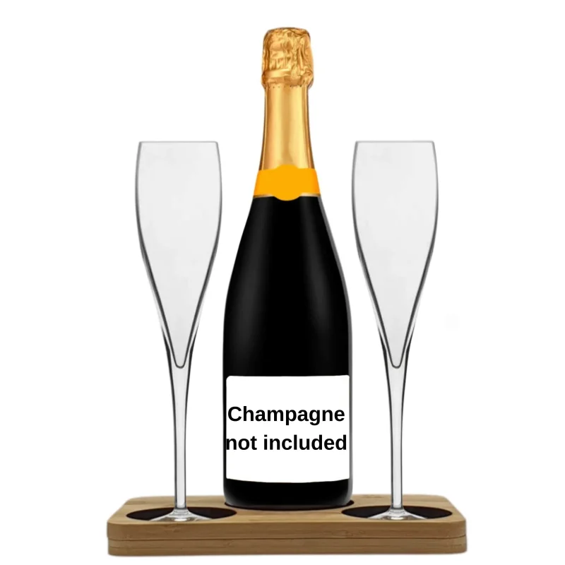 Luigi Bormioli – 2 pack Champagne Flutes includes Wooden Stand