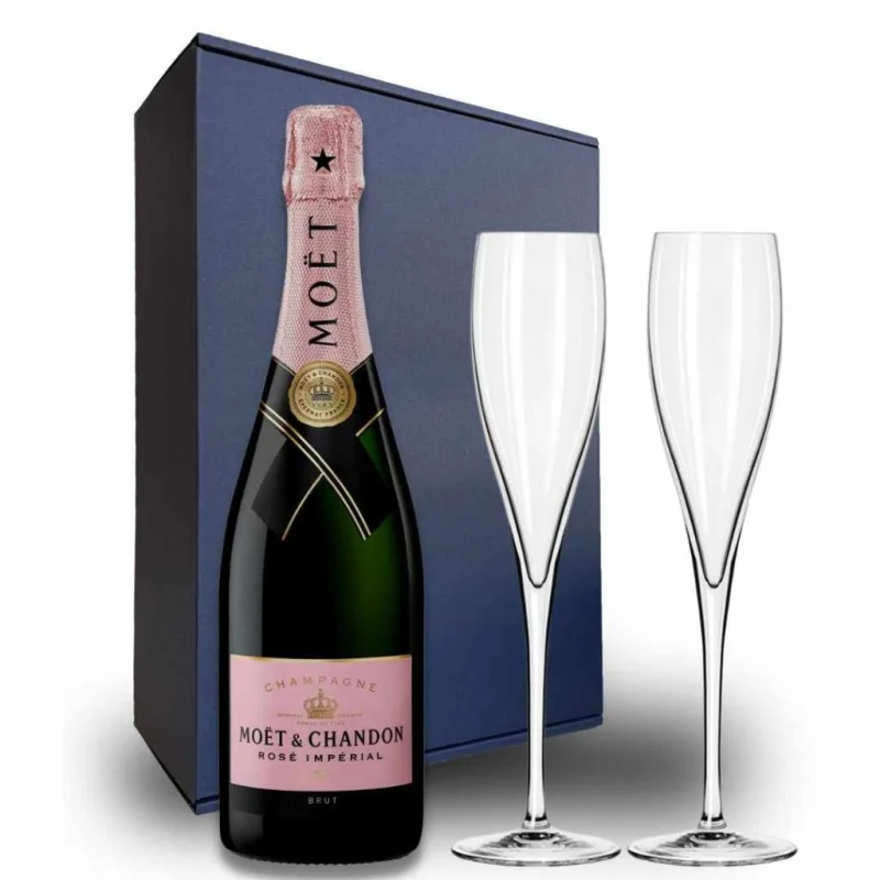 MOET & CHANDON ROSE GIFT HAMPER – Includes 2 Pack Champagne Flutes