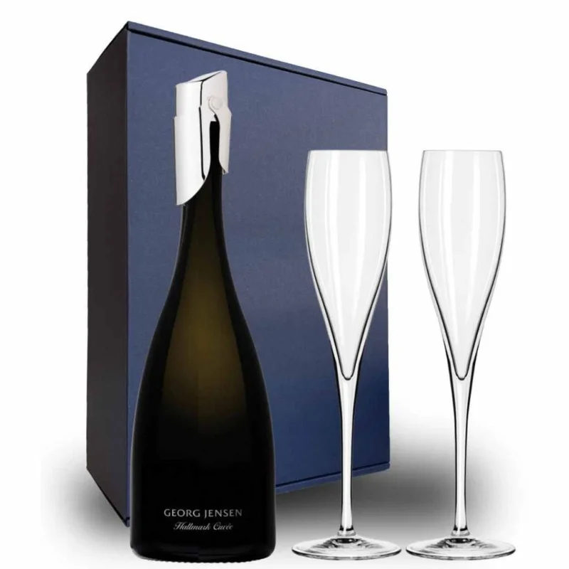 Personalised Georg Jensen Hallmark Cuvee Gift Hamper – Includes 2 Fine Crystal Champagne Flutes