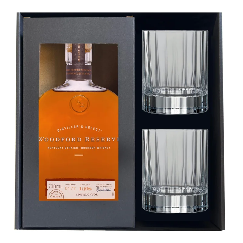 Woodford Reserve Bourbon and Crystal WhiskyGlass Set Gift Box 700ml 40% ABV