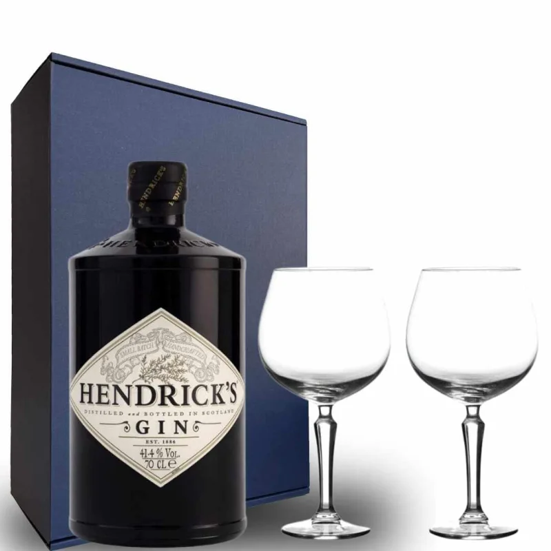 Personalised Hendrick’s Gift Hamper Pack includes 2 Personalised Gin Glasses