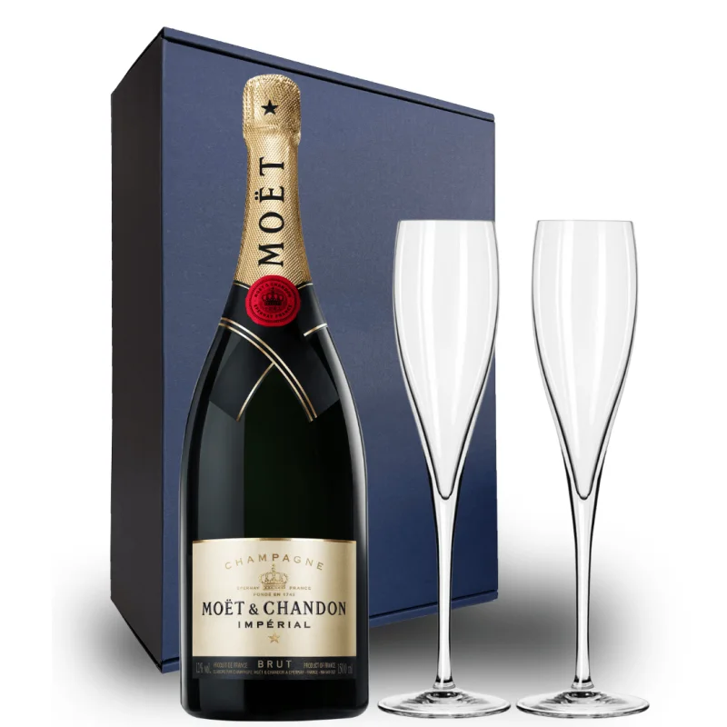Personalised Moet & Chandon Gift Hamper – Includes 2 Fine Crystal Champagne Flutes