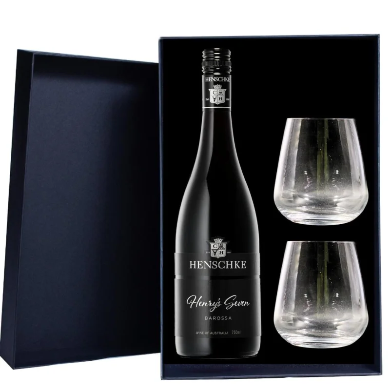Henschke Henry’s Seven Shiraz Blend Gift Hamper – Includes 2 Premium Wine Glasses