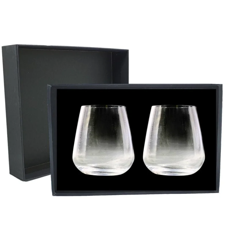 Luigi Bormioli Stemless Italian Crystal Wine Glasses 450ml in a Presentation Box – 2 Pack