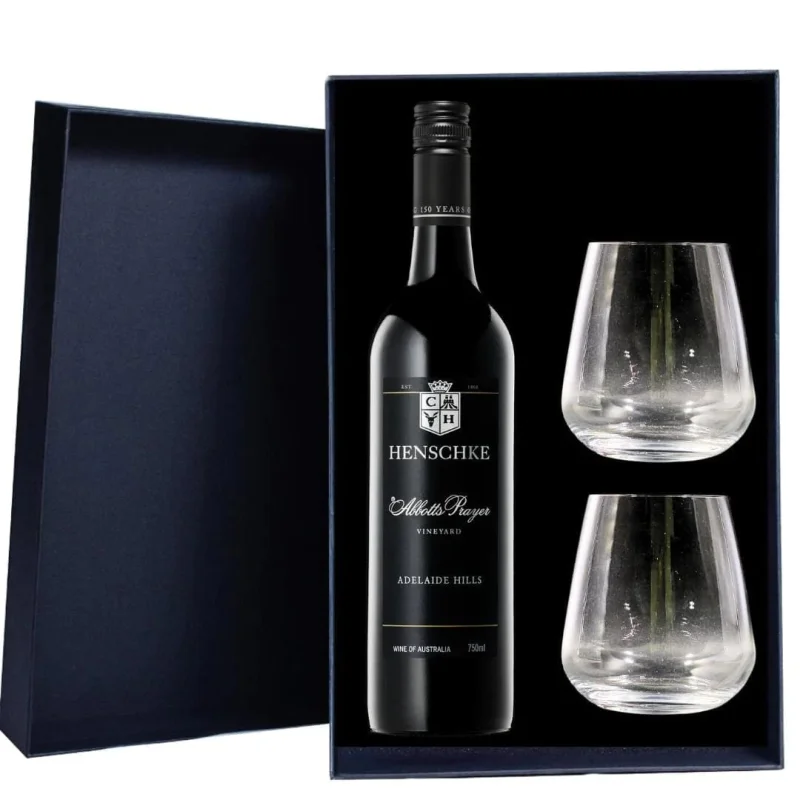 Henschke Abbotts Prayer Merlot Cabernet Gift Hamper – Includes 2 Premium Wine Glasses