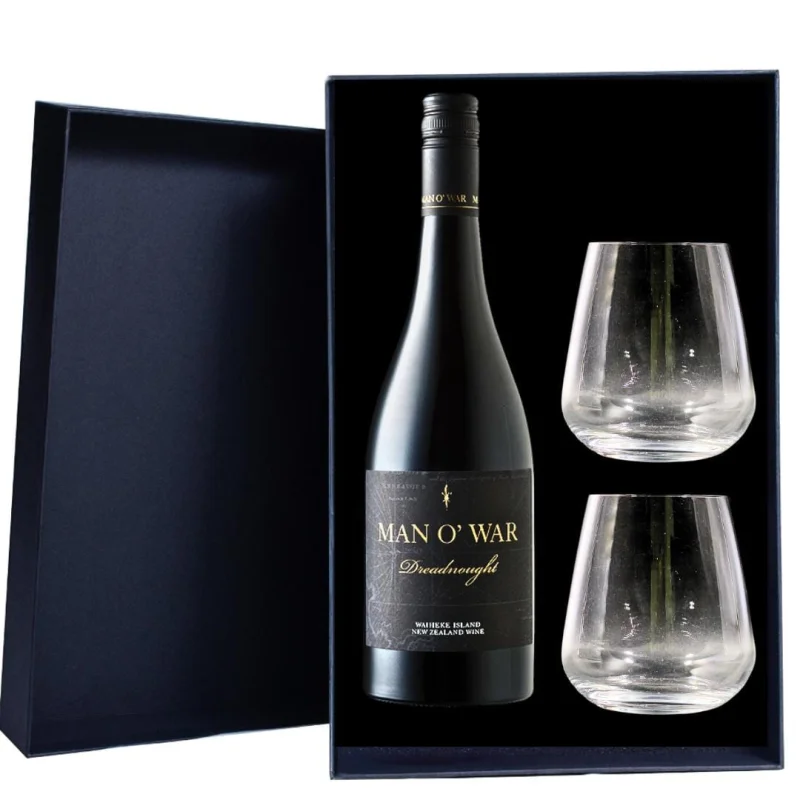 Man O’War Dreadnought Syrah Gift Hamper – Includes 2 Premium Wine Glasses