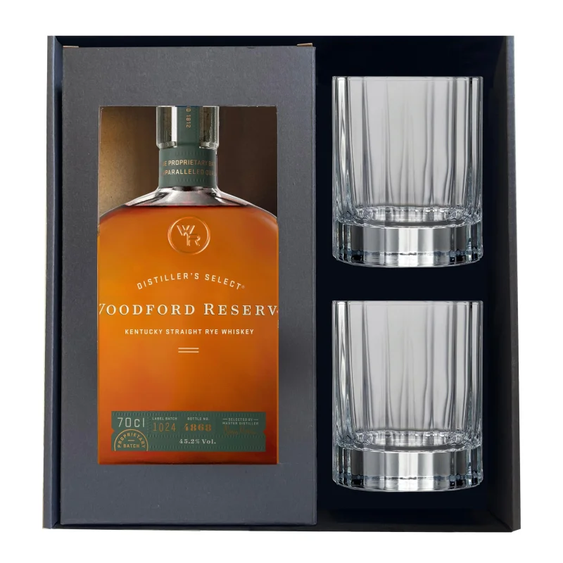 Woodford Reserve Rye and Crystal Whisky Glass Set Gift Box 700ml 40% ABV